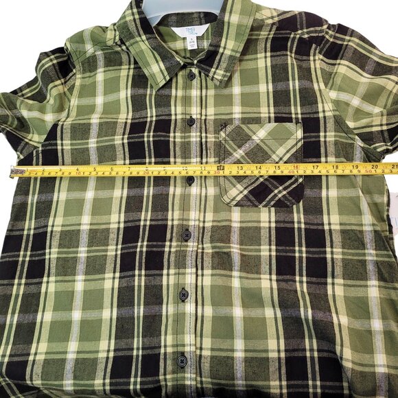 Time & Tru Women's Plaid Button-Up Long Sleeve Shirt Green & Black Small (4-6) - Picture 10 of 11